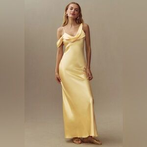 Reformation Ronda Asymmetrical Cowl-Neck Silk Maxi Dress